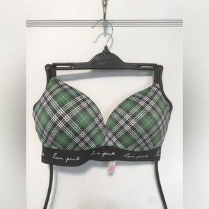 Pink Victoria’s Secret Green Plaid Bra